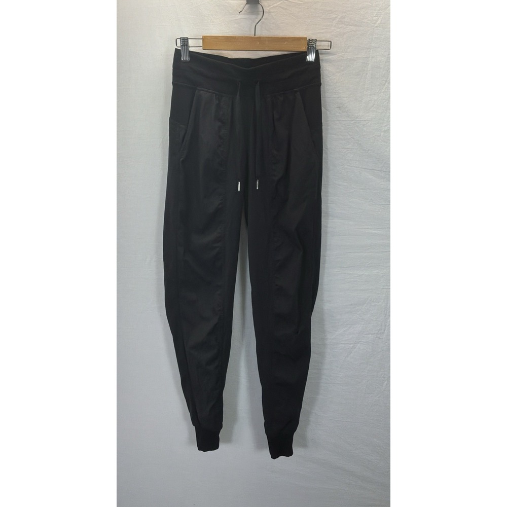 Lululemon Dance Studio Jogger Pants Black Ribbed Cuff Drawstring Sz 2 Gym Lounge